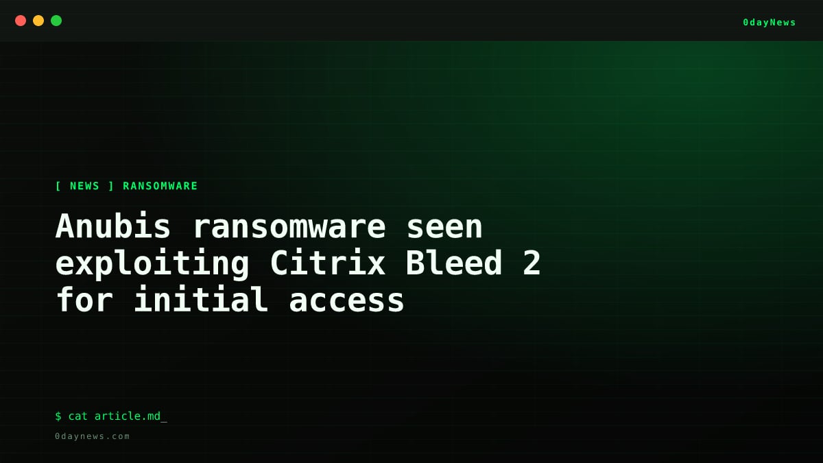 Anubis Ransomware Exploits Citrix Bleed 2
