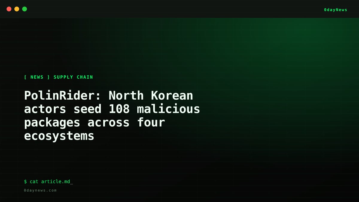 PolinRider: North Korean actors seed 108 malicious packages across four ecosystems