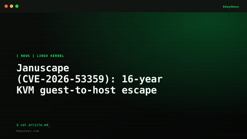 Januscape (CVE-2026-53359): 16-year KVM guest-to-host escape