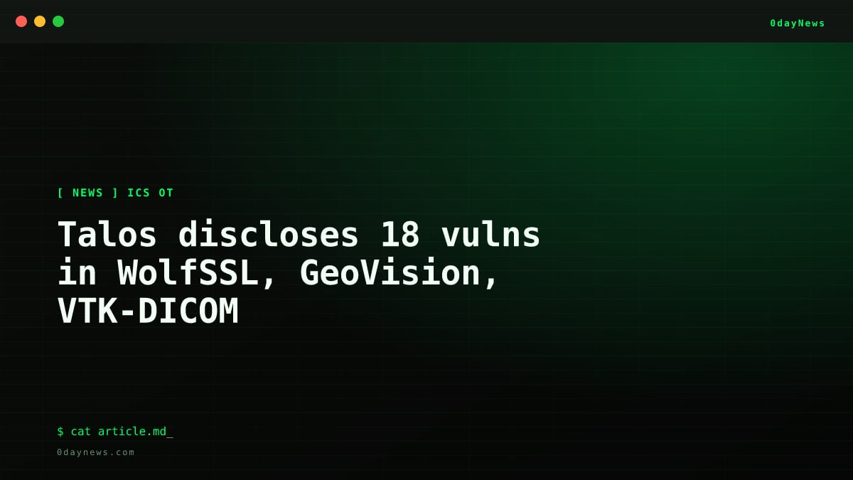 Talos discloses 18 vulns in WolfSSL, GeoVision, VTK-DICOM