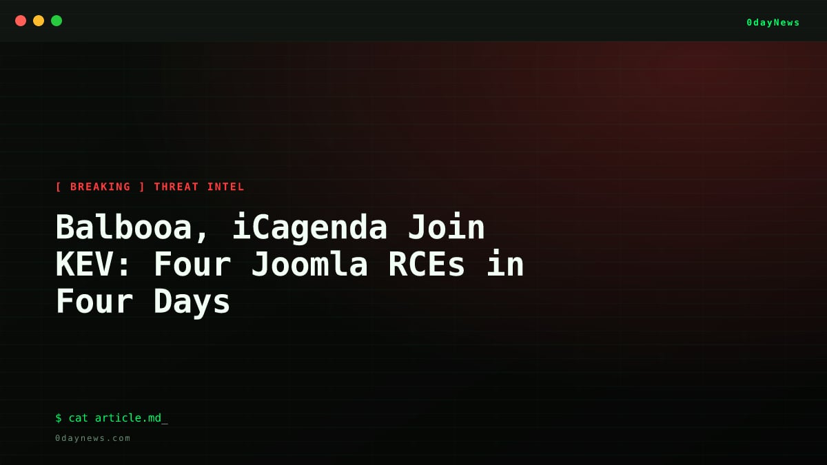 Balbooa, iCagenda Join KEV: Four Joomla RCEs in Four Days