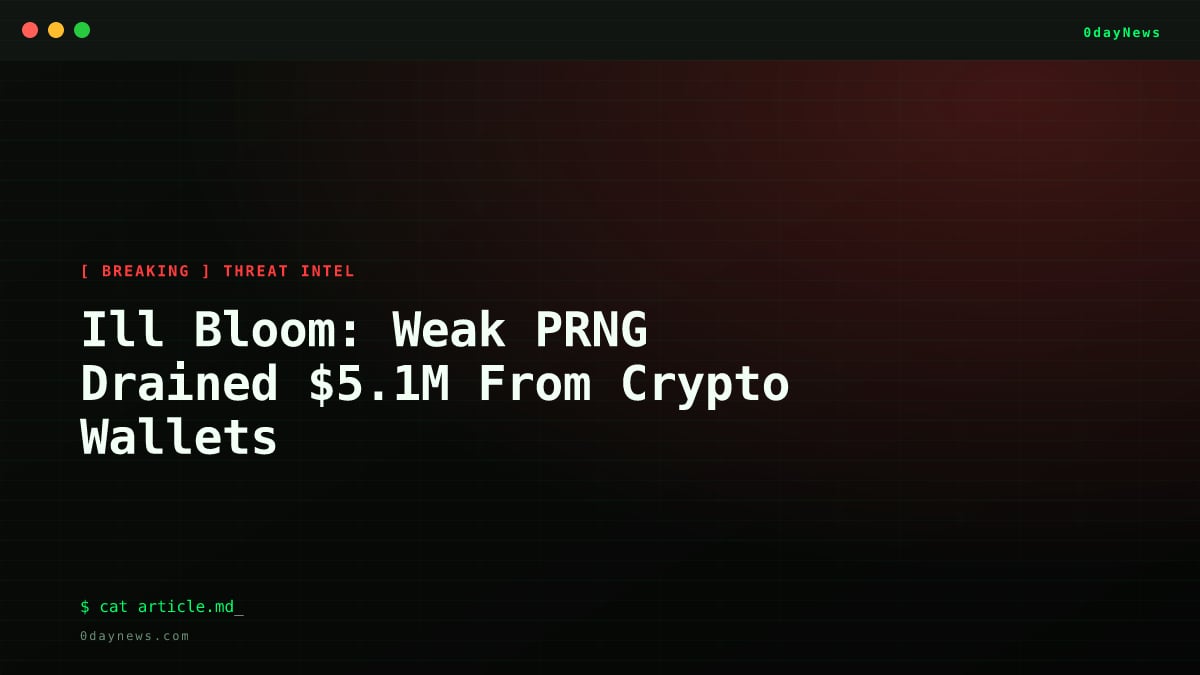 Ill Bloom: Weak PRNG Drained $5.1M From Crypto Wallets