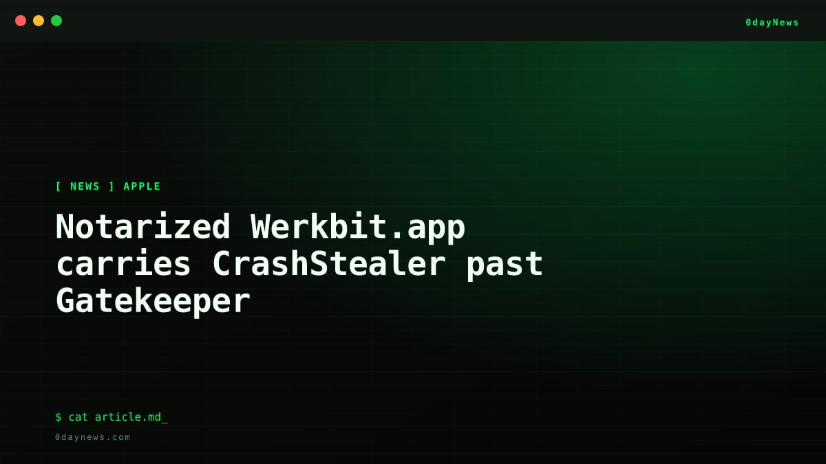 Notarized Werkbit.app carries CrashStealer past Gatekeeper