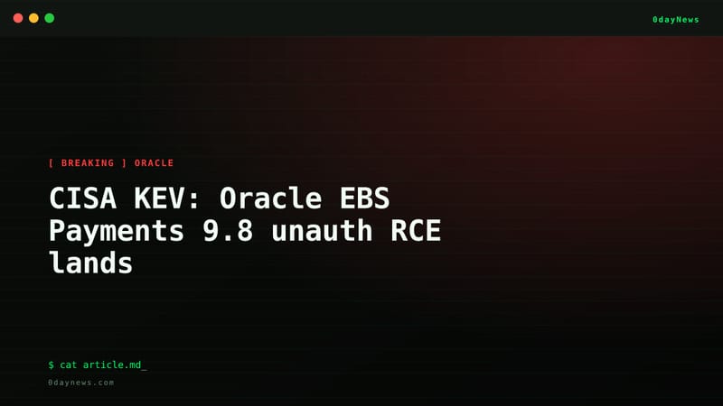 CISA KEV: Oracle EBS Payments 9.8 unauth RCE lands