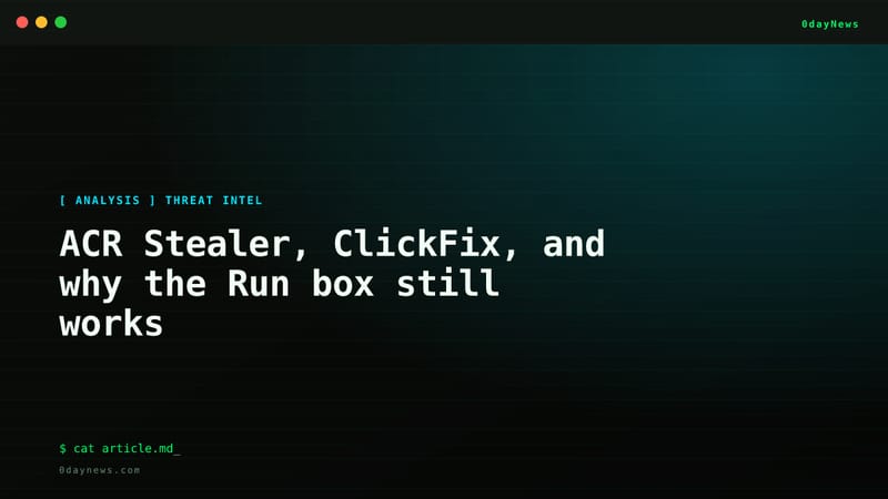 ACR Stealer, ClickFix, and why the Run box still works