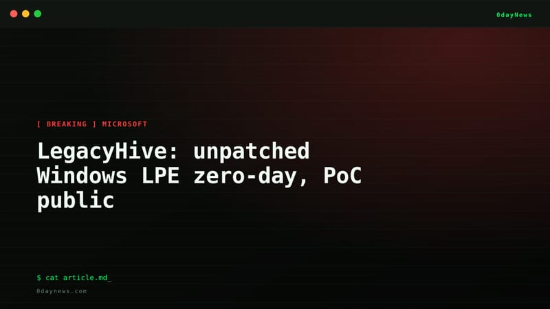 LegacyHive: unpatched Windows LPE zero-day, PoC public