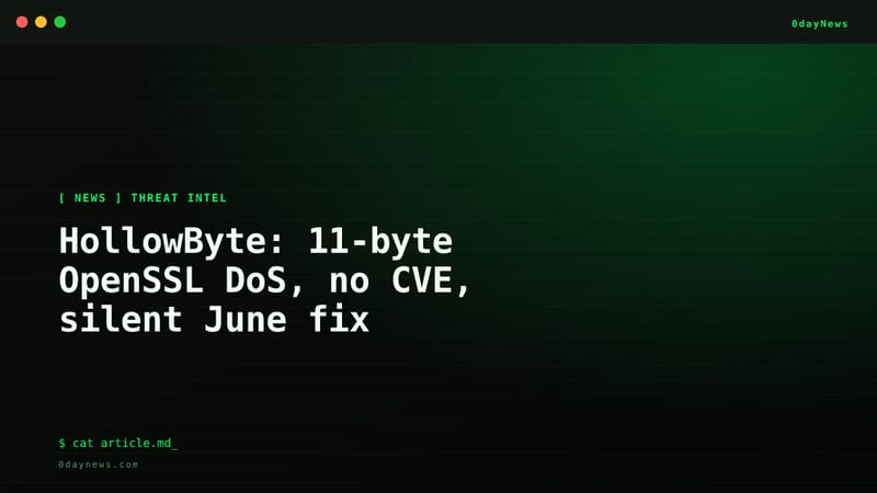HollowByte: 11-byte OpenSSL DoS, no CVE, silent June fix