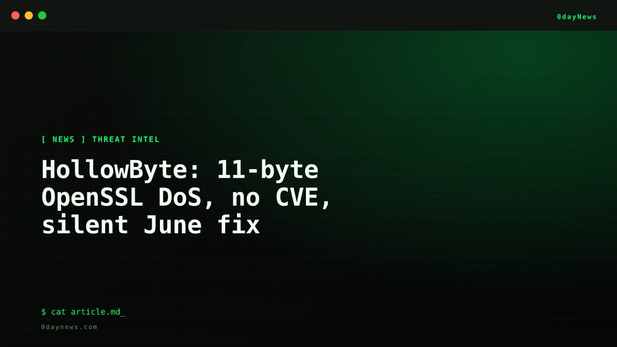 HollowByte: 11-byte OpenSSL DoS, no CVE, silent June fix