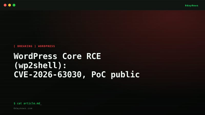 WordPress Core RCE (wp2shell): CVE-2026-63030, PoC public