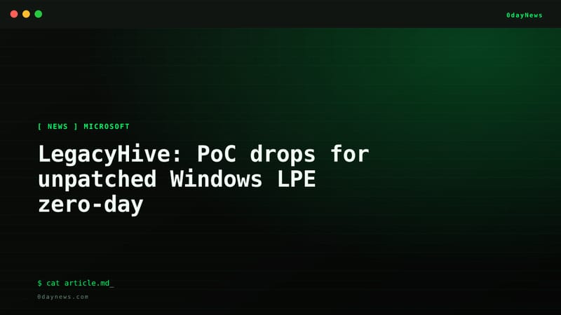 LegacyHive: PoC drops for unpatched Windows LPE zero-day