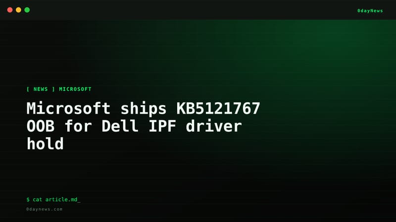 Microsoft ships KB5121767 OOB for Dell IPF driver hold