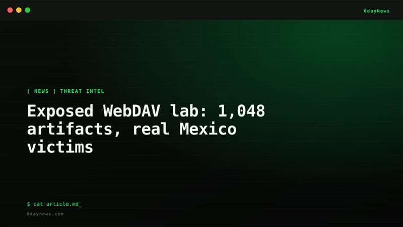 Exposed WebDAV lab: 1,048 artifacts, real Mexico victims