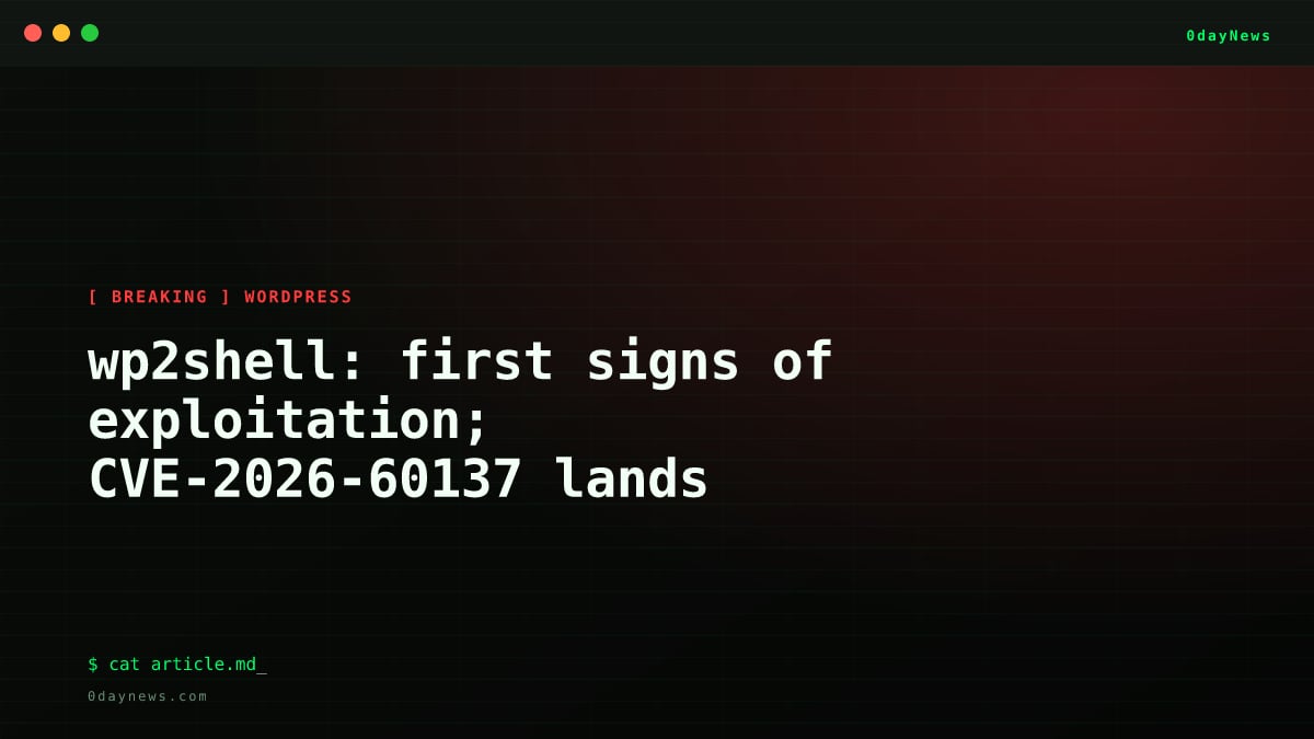 wp2shell: first signs of exploitation; CVE-2026-60137 lands