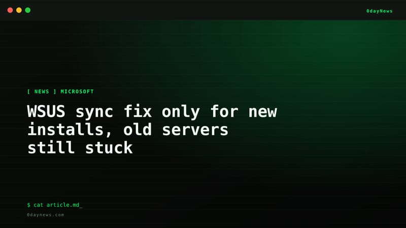 WSUS sync fix only for new installs, old servers still stuck