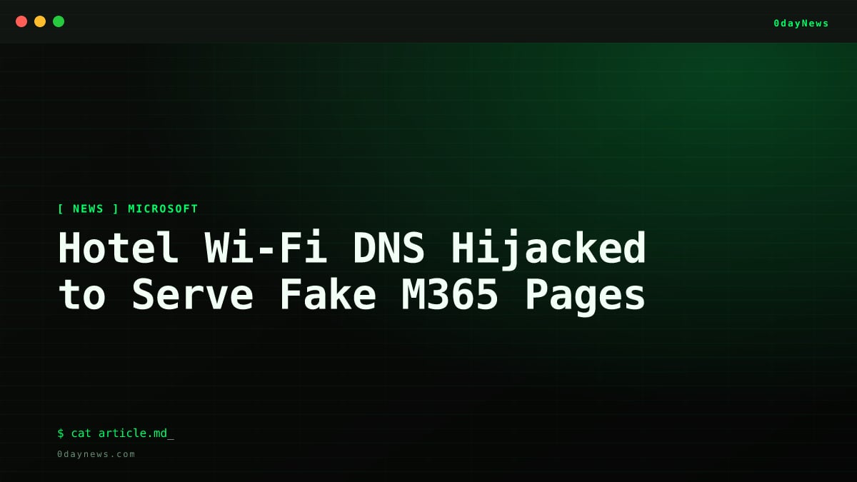 Hotel Wi-Fi DNS Hijacked to Serve Fake M365 Pages