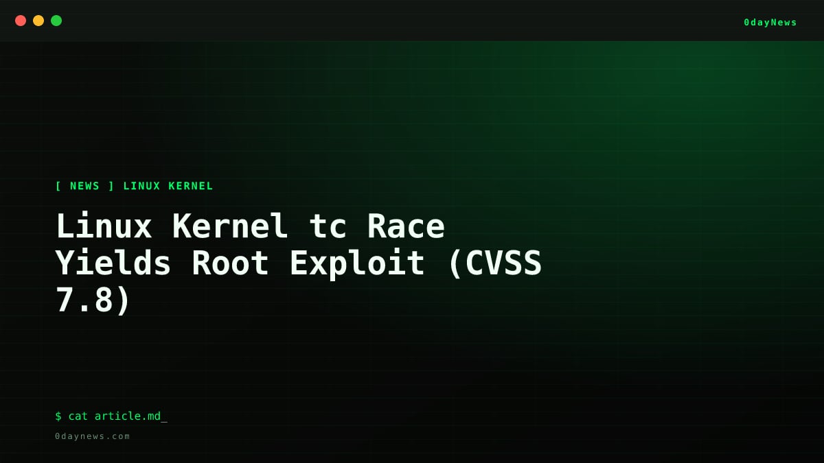 Linux Kernel tc Race Yields Root Exploit (CVSS 7.8)