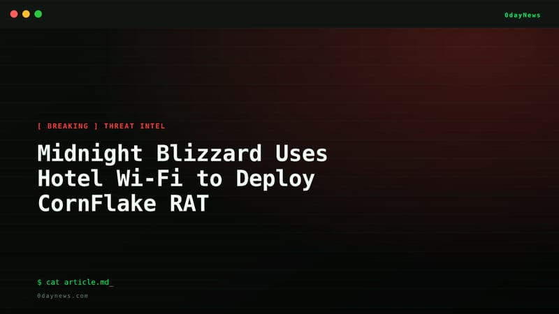 Midnight Blizzard Uses Hotel Wi-Fi to Deploy CornFlake RAT