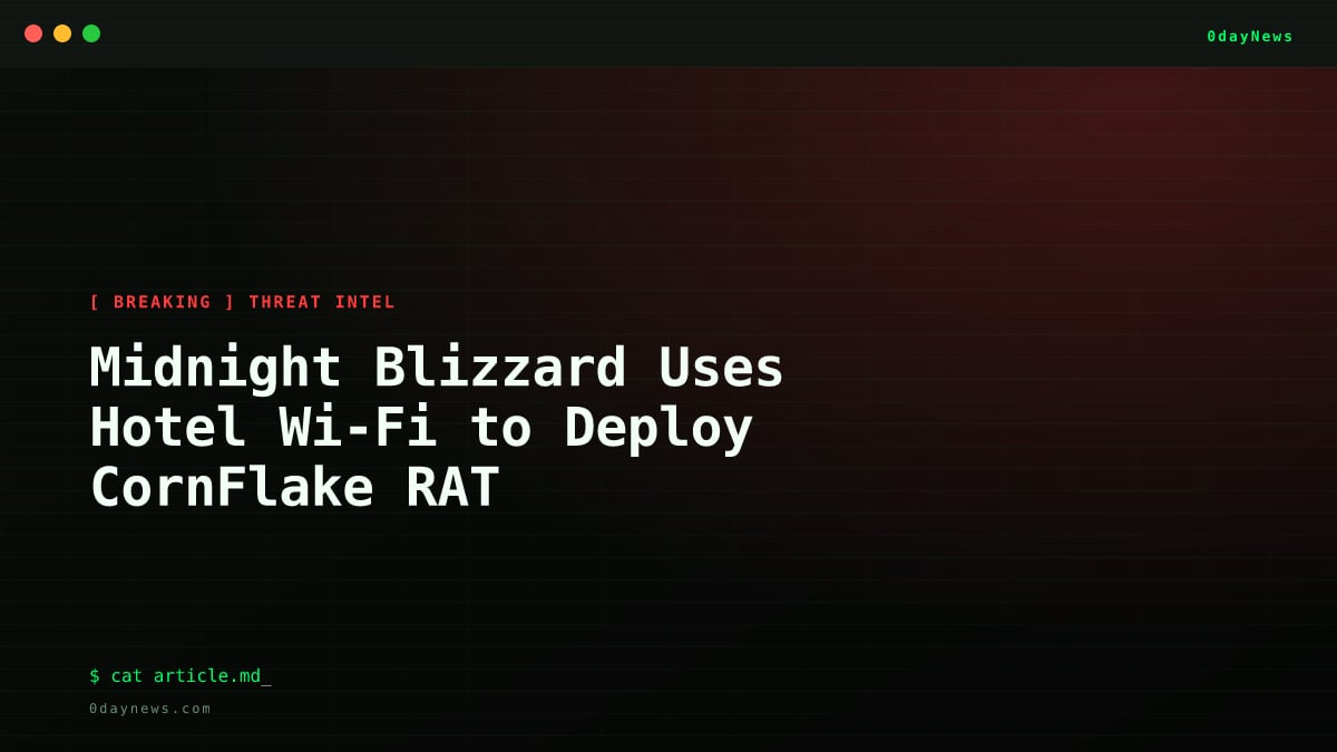 Midnight Blizzard Uses Hotel Wi-Fi to Deploy CornFlake RAT